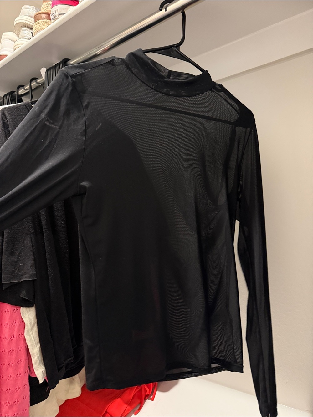 Sheer Black Long Sleeve Mesh Top